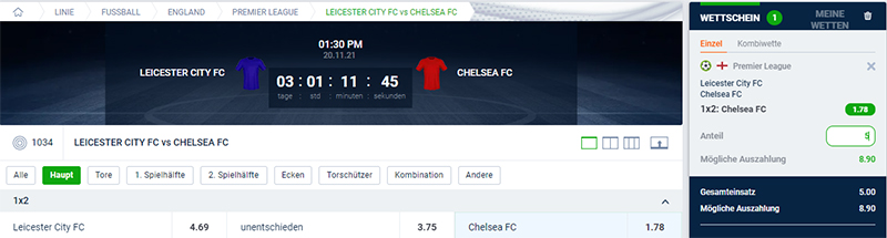 Leicester-chelsea cotes 20bet